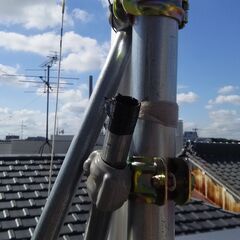 値下げ》》6mポールと自作鋼管製ポール用支持具；手渡し希望