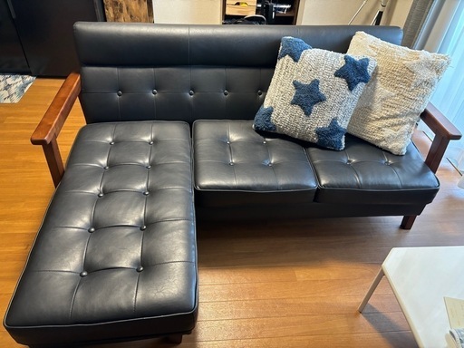 美品　合皮カウチソファー