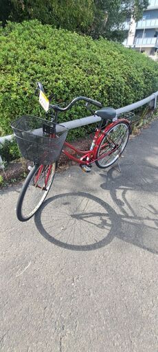 【リサイクルショップどりーむ鹿大前店】No.1658　自転車　ママチャリ　赤　カゴ付　通勤通学最適