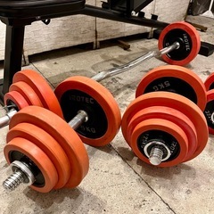 《売約済》【武蔵小山店】LEADING EDGE インクラインベンチ IROTEC アイロテック ラバーダンベル プレート 5KGx6 2.5KGx8 1.25KGx8 ダンベルシャフト4本 EZバー 1本 セット販売 ダンベル 筋トレ トレーニング 鉄アレイ 可変式