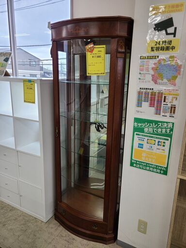 J7539　★大幅値下げ★キュリオケース　イタリア製　象嵌　ブラウン　クリーニング済【リユースのサカイ柏店】
