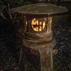 銅製の雪見灯篭【中古】金属灯篭