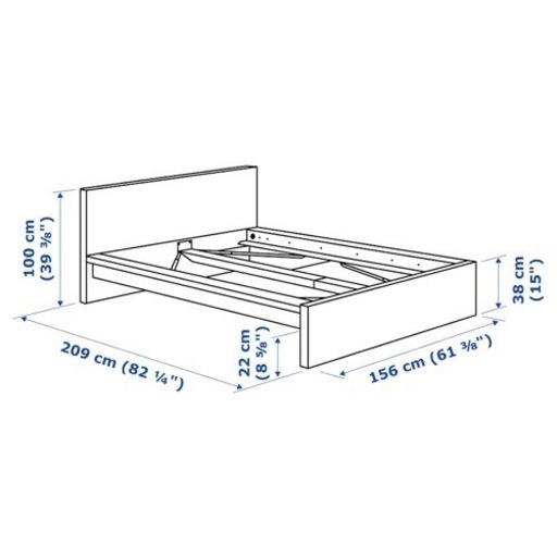 ダブルベッド　140×200  下収納引き出し付き（2個）