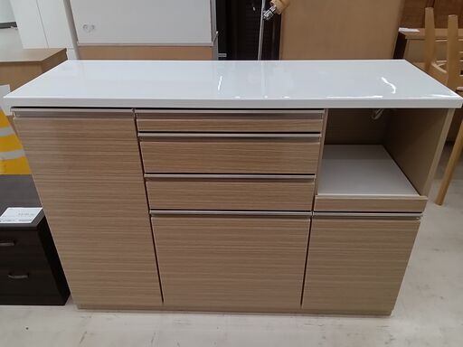 ★ジモティ割あり★ 三幸ジャパン キッチンボード ホワイト×木目 W139.5×D48×H100 クリーニング済み TC4921