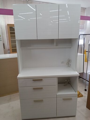 ★ジモティ割あり★ NITORI 食器棚 ホワイト W100×D42.5×H190.5 クリーニング済み TC4922