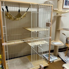 キャット　猫 木製ケージ 2段 ハンモック おしゃれ　