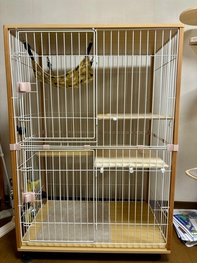 キャット　猫 木製ケージ 2段 ハンモック おしゃれ