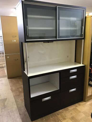 【FU959】★システムキッチンボード   ブラウン  茶 大容量 大家族 ファミリータイプ キッチン家具 家具 クリーニング済 堺市 深井 【ジャングルジャングル深井店】