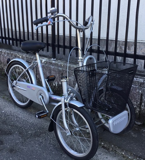 ＜超美品車＞ブリヂストン・ミンナ三輪自転車・シルバー・鍵付き