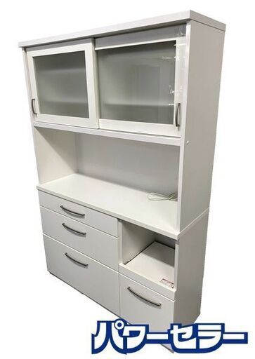 NITORI/ニトリ キッチンボード コパン 幅120 ホワイト レンジ台 カップボード 引き出し スライド扉 食器棚 中古家具 店頭引取歓迎 R8694