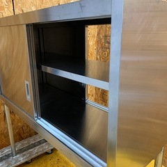 a(6657) ステンレスキャビネット 作業台 両面扉 W1200D450H1210 飲食店 ステンレステーブル キッチン作業台 直接引き取り歓迎 大阪