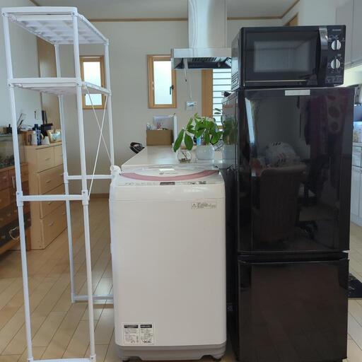 冷蔵庫　洗濯機　電子レンジ　洗濯機ラック　4点セット