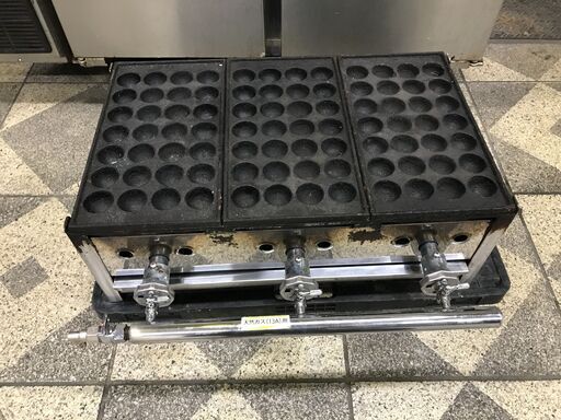 現状品　都市ガス　たこ焼き器　28穴3枚掛　中古