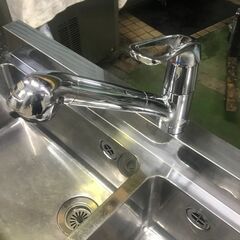 ２槽シンク　1200*450*800BG90*60　シングルレバー付き　グリストラップ付き　中古