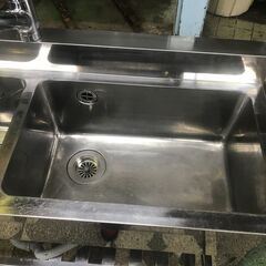 ２槽シンク　1200*450*800BG90*60　シングルレバー付き　グリストラップ付き　中古