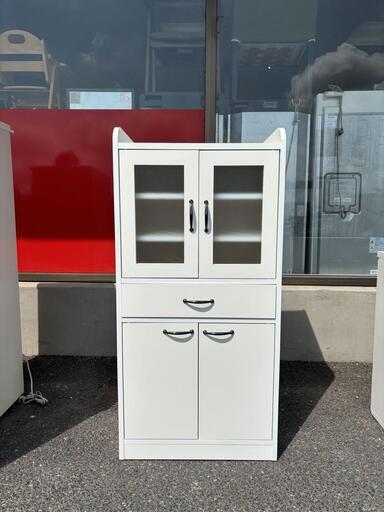 キッチン収納 ミニ食器棚 高さ120.5cm ホワイト