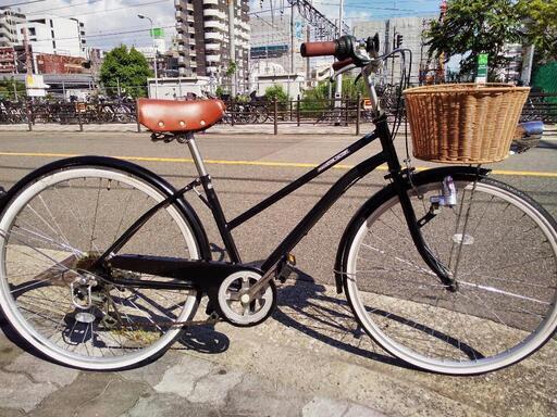 ♪ジモティー特価♪籐風フロントバスケット、砲弾型ライト付き26型