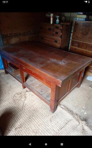 大型木製机　作業台展示台　サイズ約182.5cm×91.5cm　高さ約67cm