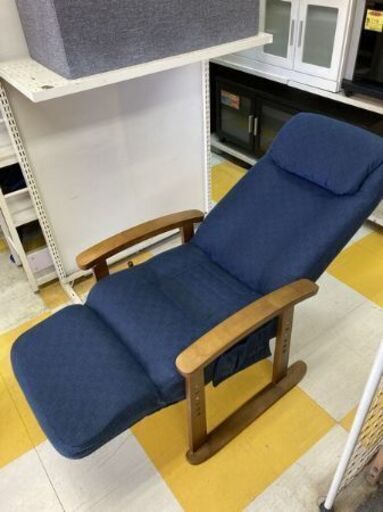 【リサイクルストアスターズ鹿大店】一人掛けリクライニングソファ 立ち上がりやすい 木製 肘付き オットマン 足置き アーム付き