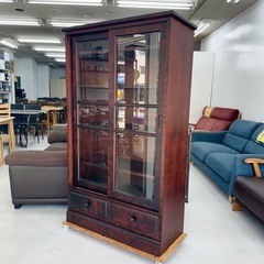 【美品‼️】高級民芸家具 旭川 90cm幅キャビネット 書棚 本棚 カバ材 美品‼️】高級民芸家具 旭川 90cm幅キャビネット 書棚 本棚 多目的棚