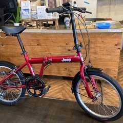 【Jeep前後タイヤ・チューブ新品！】6段変速　20インチ折りたたみ自転車　レッド Jeep前後タイヤ・チューブ新品！】6段変速 20インチ折りたたみ自転車