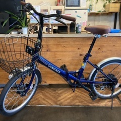 【チェーン新品！ LEDオートライト】6段変速　20インチ折りたたみ自転車　ネイビー チェーン新品！ LEDオートライト】6段変速 20インチ折りたたみ自転車