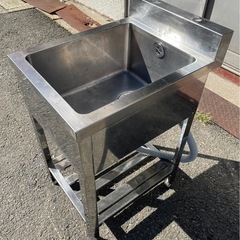 業務用 1槽シンク 幅450×奥600×高さ800+130(mm) BG付き バックガード付き 一層シンク 一層 1層 一槽 厨房機材 厨房機器 店舗用品 大阪