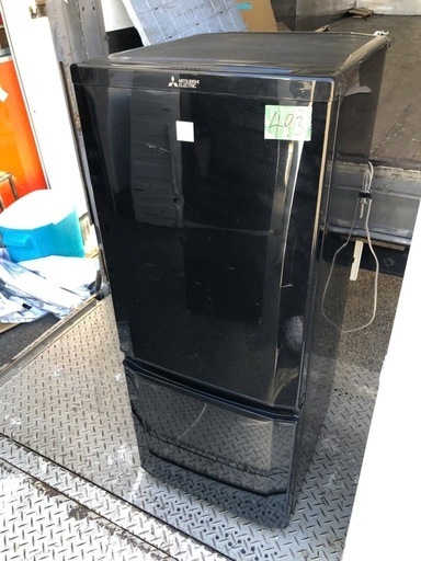 NO 493 福岡市内配送設置無料✨ 三菱 【右開き】146L 2ドアノンフロン冷蔵庫 keyword キーワードブラック MR-P15EA-KK