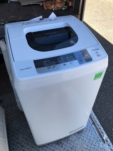 NO 489 福岡市内配送設置無料✨ 日立 全自動洗濯機 5kg ピュアホワイト NW-5WR W