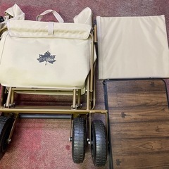 超美品ロゴス LOGOS Tradcanvas 丸洗いカーゴキャリー ベージュ