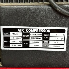 s0919601 可動品 通電確認済 エアコンプレッサー KML-60 6リットル