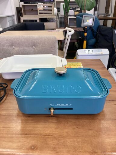 【リサイクルショップ　ピカソ　小松原】ブルーノ BRUNO コンパクトホットプレート セラミックコート鍋 プレート 3種セット たこ焼き器 ブルー BOE021-SET-NABE★5533★