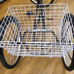 三輪自転車 7段切替 カゴ 簡易LEDライト付き 3輪自転車 サドルに背もたれ有 ブラック 黒 メーカー無記載 札幌市 厚別区