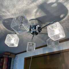 【美品】ガラス５灯シャンデリア