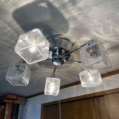 【美品】ガラス５灯シャンデリア