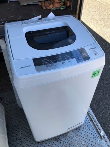 北九州市内配送設置無料✨489 日立 全自動洗濯機 5kg ピュアホワイト NW-5WR W
