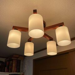 【美品】木調５灯シーリングライト