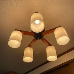 【美品】木調５灯シーリングライト