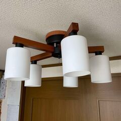 【美品】木調５灯シーリングライト