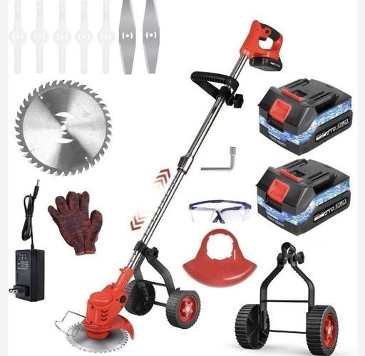 人気　電動草刈り機 充電式 21V 1800W バッテリー2個　コードレス　軽量