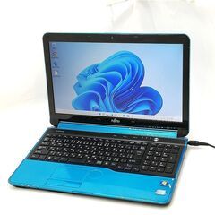 ノートPC 富士通 AH56/G ブルー i7 BD SSD 無線 Win11