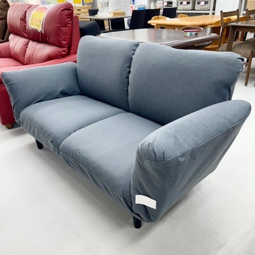 【新品未使用‼️】定価19,900円♪ 日本製 two-one style 150cm幅カジュアルソファ リクライニングソファ 2人掛け ライトブルー♪