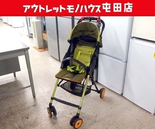 ベビーカー 背面式 生後1カ月〜36カ月頃 コンビ F2plus AD-300 グラスグリーン×ブラック  ☆ 札幌市北区屯田