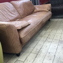 イタリアンレザー　2Pヴィンテージ本革ソファ　明るく光沢感のある色味　参考価格¥200,000円　No.902