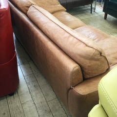 イタリアンレザー　2Pヴィンテージ本革ソファ　明るく光沢感のある色味　参考価格¥200,000円　No.902