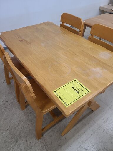 J7582　関家具　ダイニングテーブルセット　椅子4脚付　DT135　モーリスⅢ　ナチュラル　クリーニング済　【リユースのサカイ柏店】