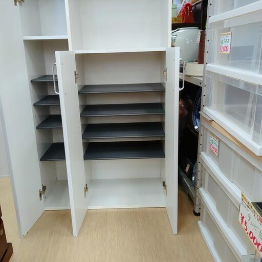 シューズボックス（美品） シューズボックス☆ホワイトカラー、収納、美品、ミラー付き、大きい
