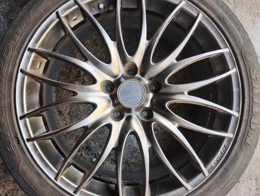 中古 WORK タイヤホイールセット 4本セット 19インチ 8J -1 PCD 100 