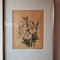 ヤマユリの絵と押し花額縁