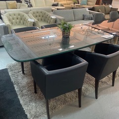 ダイニングテーブル5点セット　天板ガラス